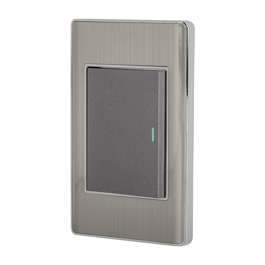 Placa armada acero inox 1 interruptor 3 módulos, Lisboa Caja con 3, 47842