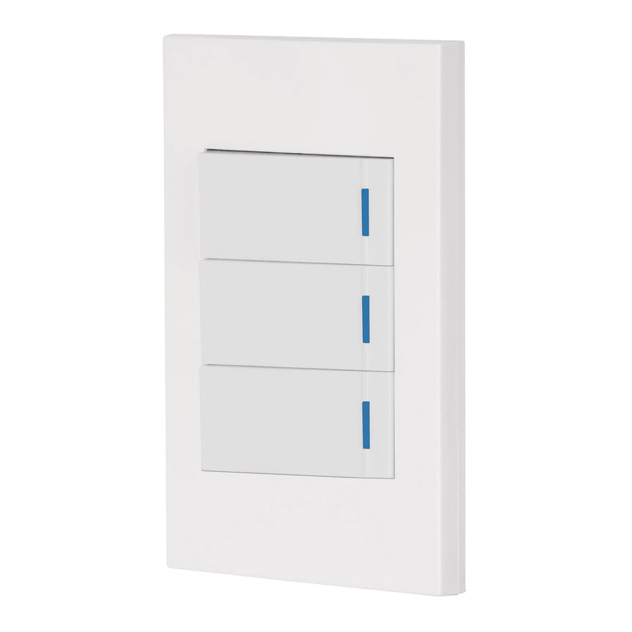 Placa armada 3 interruptores 1de 3vías,1 mod,Española,blanco Caja con 3, 45606
