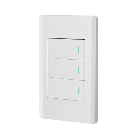 Placa armada blanca 2 interruptores 1 de 3 vías 1 mód, Lisbo Caja con 3, 47957