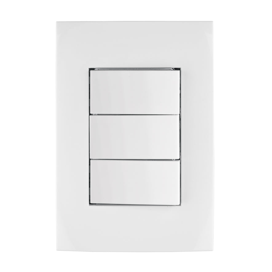 Placa armada interruptores sencillos y escalera, Oslo,blanco Caja con 3, 46497