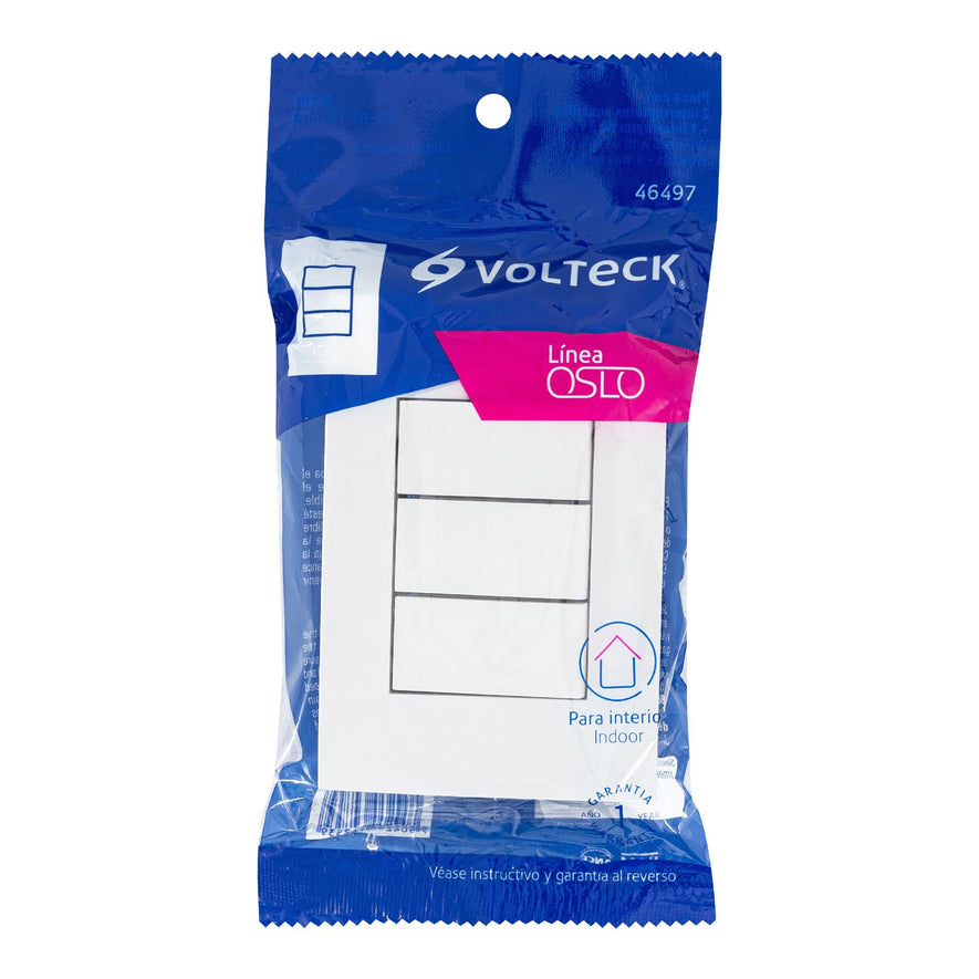 Placa armada interruptores sencillos y escalera, Oslo,blanco Caja con 3, 46497