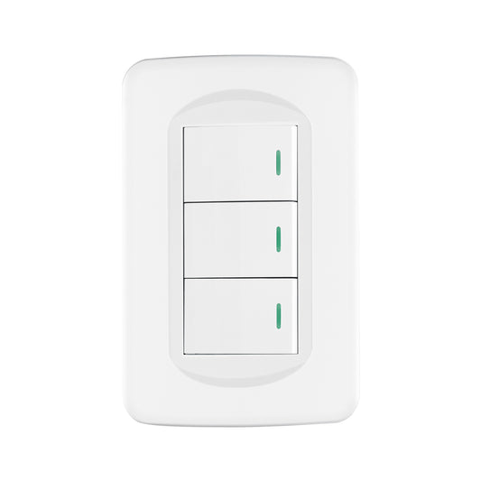 Placa armada 3 interruptores 1 módulo, Toledo, Basic Caja con 10, 29054