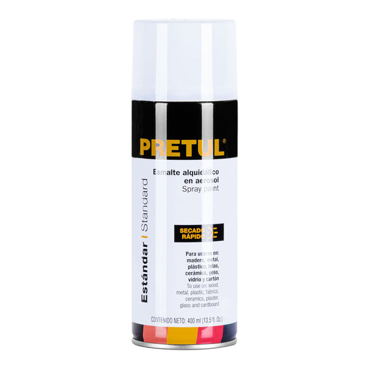 Pintura en aerosol, blanco brillante, 400ml, Pretul Caja con 4, 27171