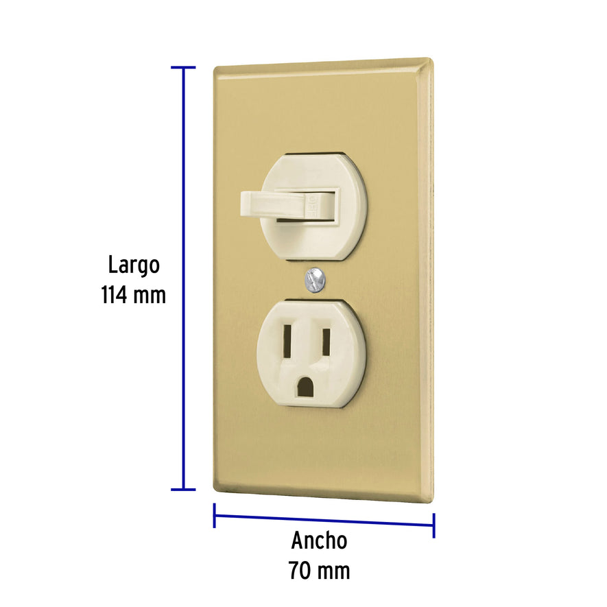 Placa armada interruptor y contacto, línea Standard,aluminio Caja con 3, 48495