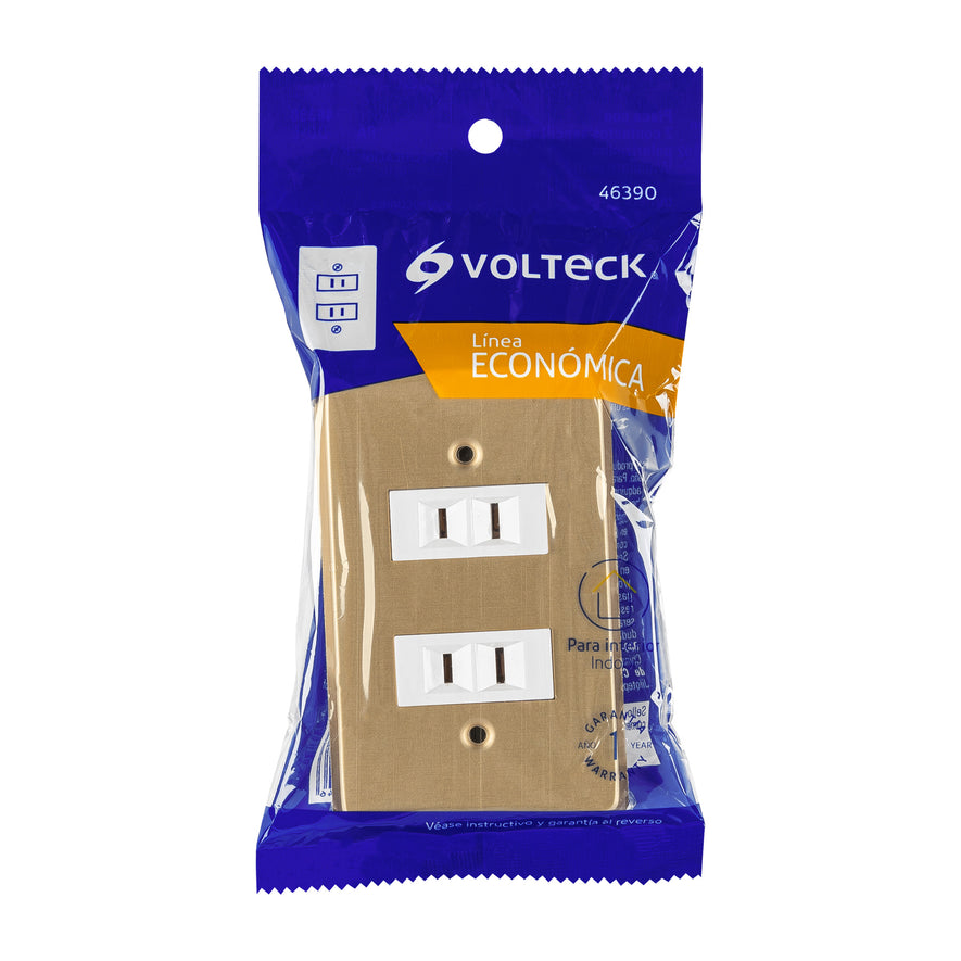 Placa armada 2 contactos polarizados línea Económica Caja con 3, 46390