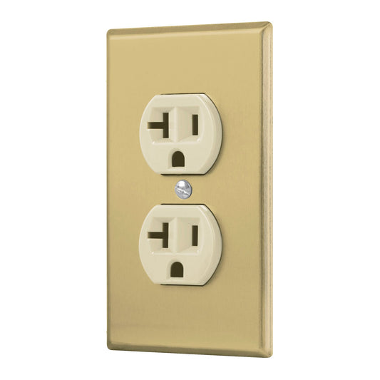 Placa armada contacto dúplex,2 polos,línea Standard,aluminio Caja con 3, 48496