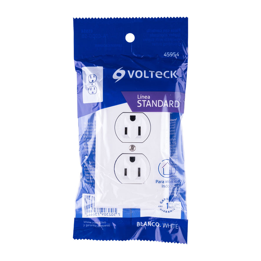 Placa armada 2 contactos polarizados, línea Standard, blanco Caja con 3, 45954