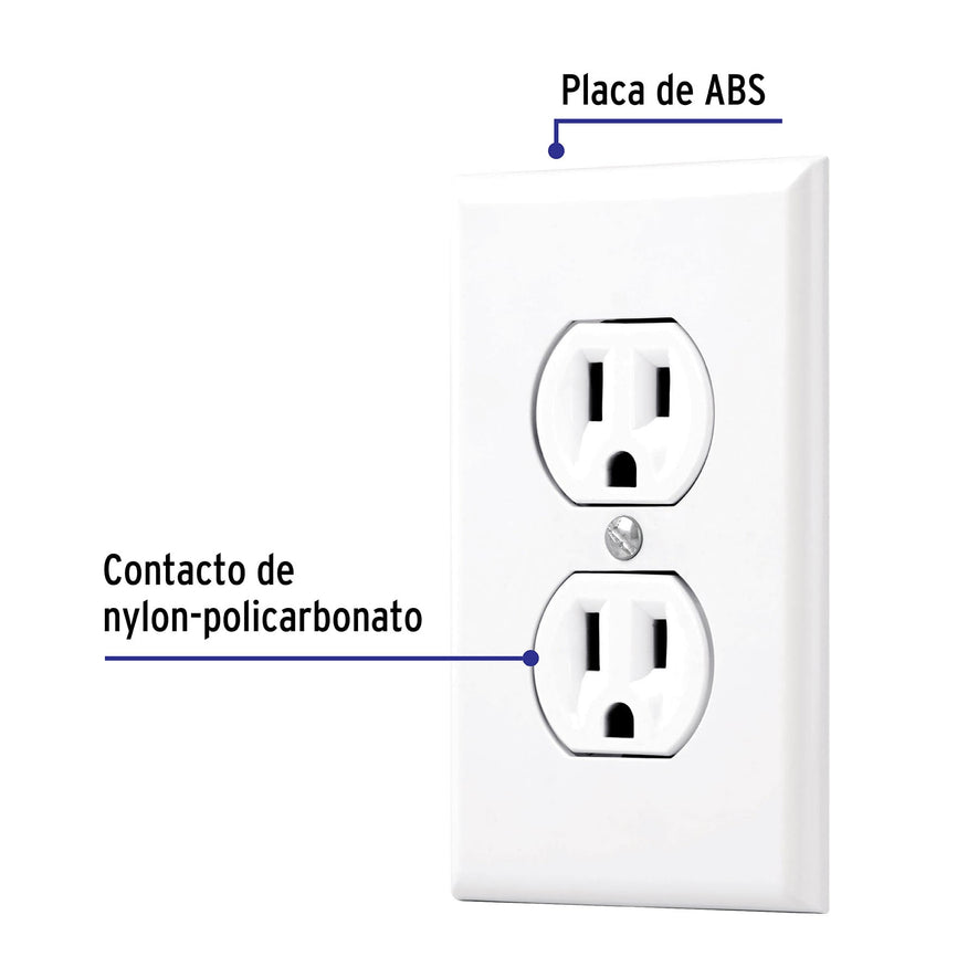 Placa armada 2 contactos polarizados, línea Standard, blanco Caja con 3, 45954