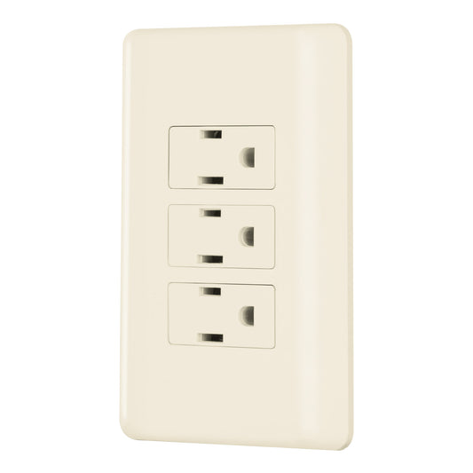 Placa armada 3 contactos aterrizados, marfil, Volteck Caja con 10, 26636