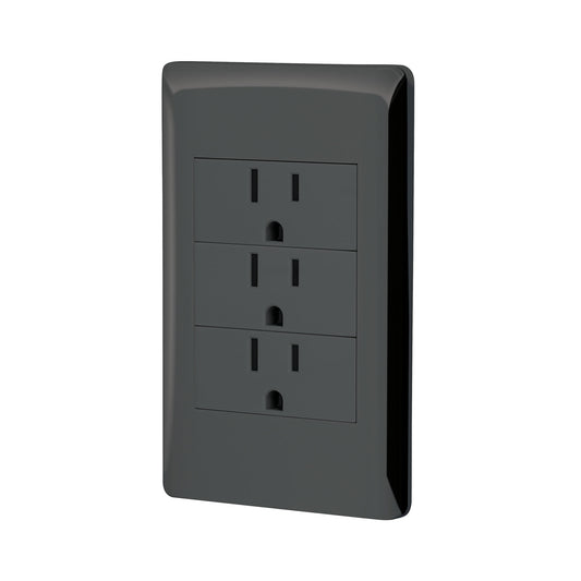 Placa armada negra 3 contactos 1 módulo, Lisboa, Volteck Caja con 3, 47903