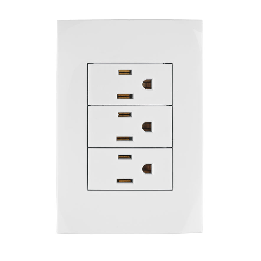 Placa armada 3 contactos aterrizados, línea Oslo, blanco Caja con 3, 46491