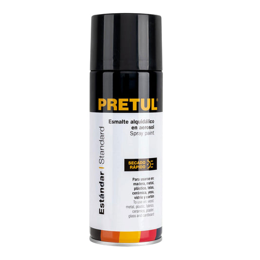 Pintura en aerosol,negro brillante, 400ml, Pretul Caja con 4, 27170