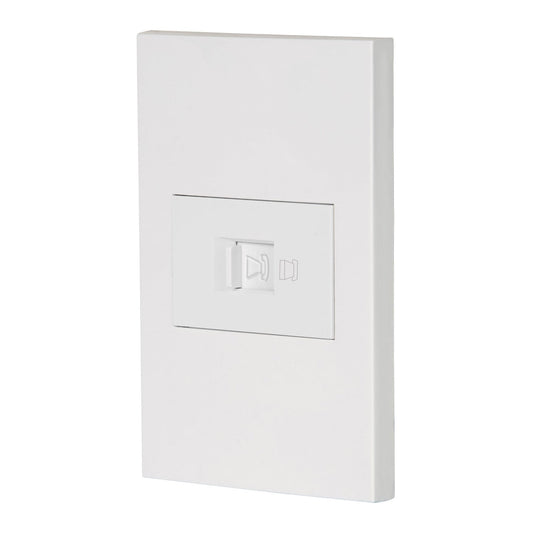 Placa armada 1 toma para teléfono, 1.5 mod, Española, blanco Caja con 3, 45607