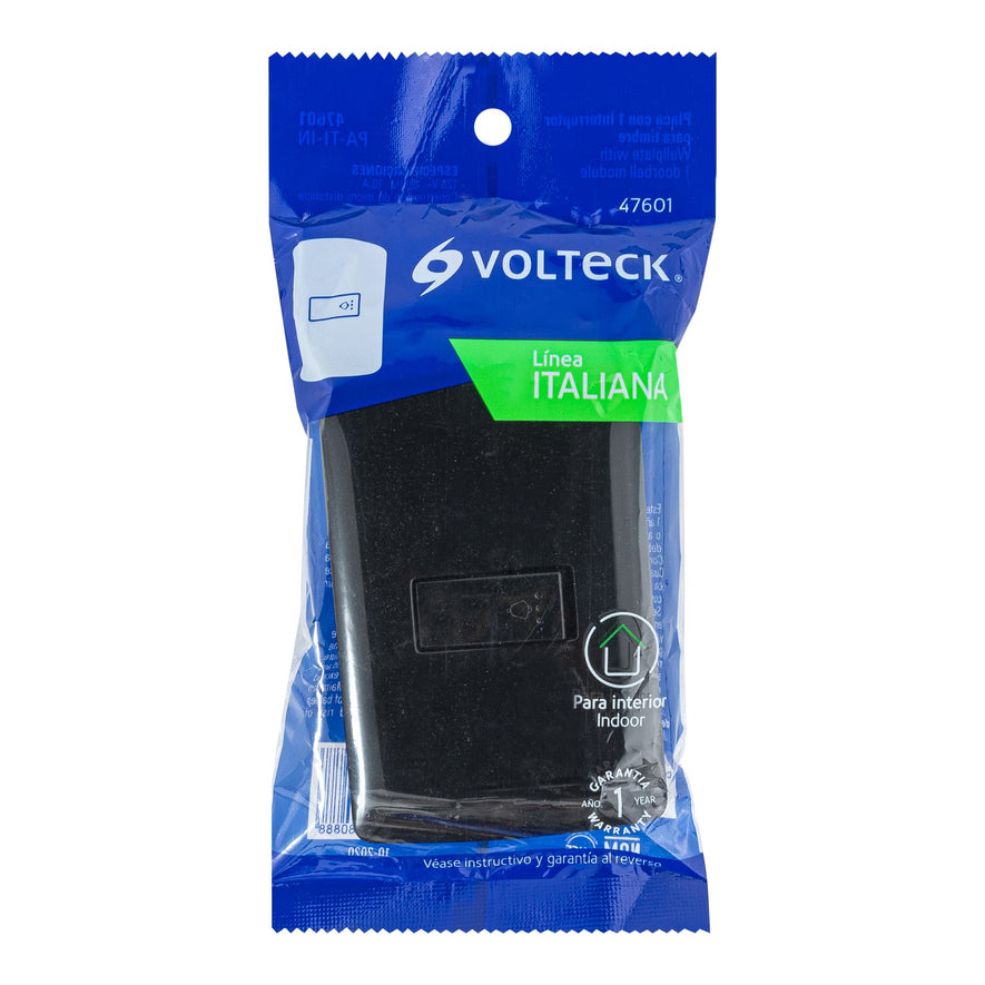 Placa armada con timbre, negro, línea Italiana, Volteck Caja con 3, 47601