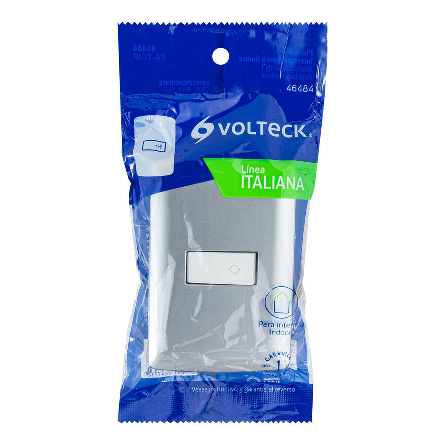 Placa armada con timbre, plata, línea Italiana, Volteck Caja con 3, 46484