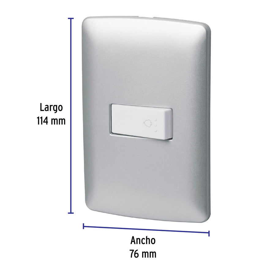 Placa armada con timbre, plata, línea Italiana, Volteck Caja con 3, 46484