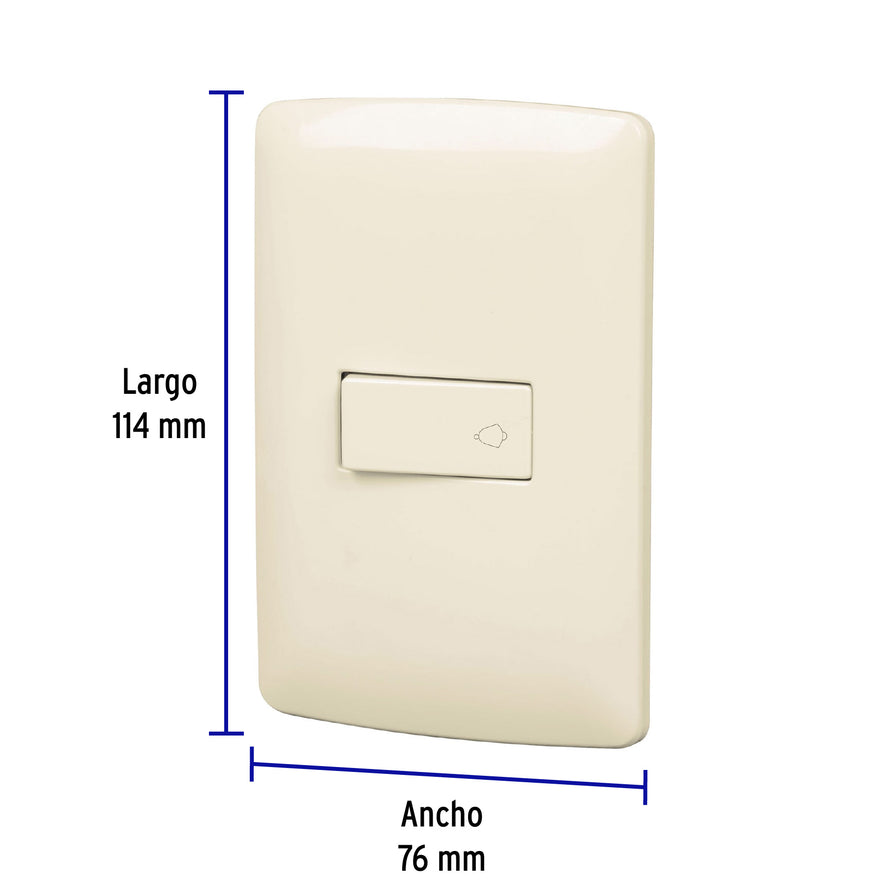 Placa armada con timbre, marfil, línea Italiana, Volteck Caja con 3, 48671