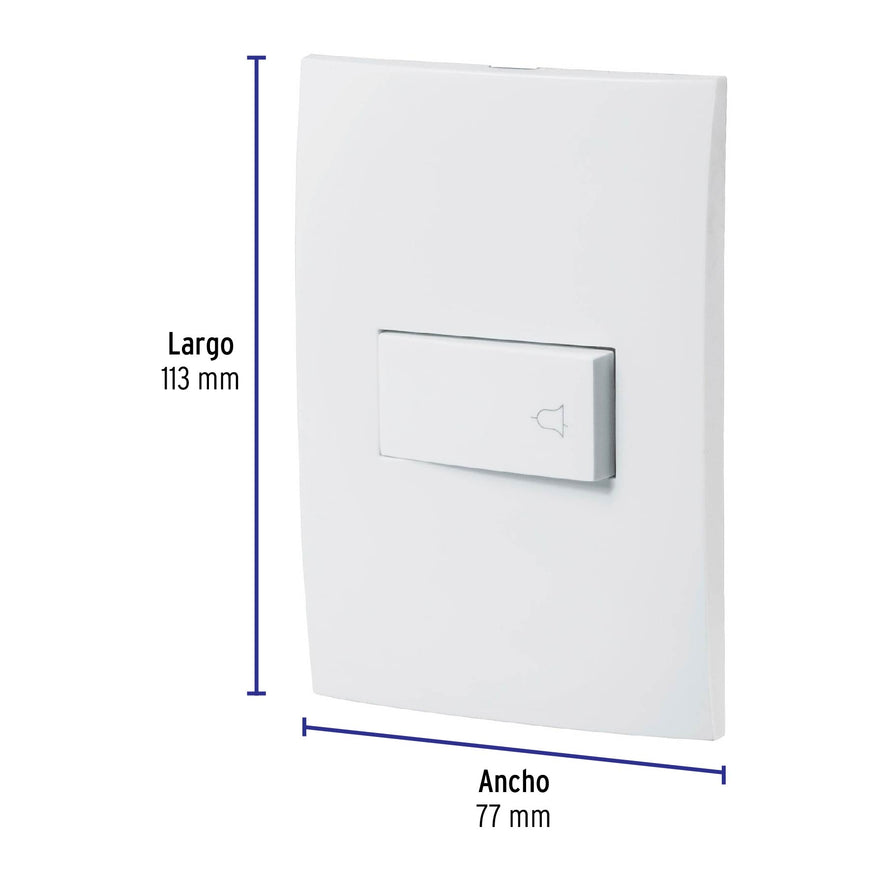 Placa armada con timbre, línea Oslo, color blanco, Volteck Caja con 3, 46498