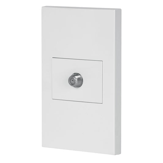 Placa armada 1 toma de TV, 1.5 módulos, Española, blanco Caja con 3, 45605