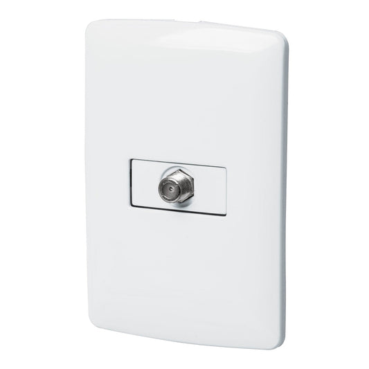 Placa armada con conexión para TV, blanco, línea Italiana Caja con 3, 46466