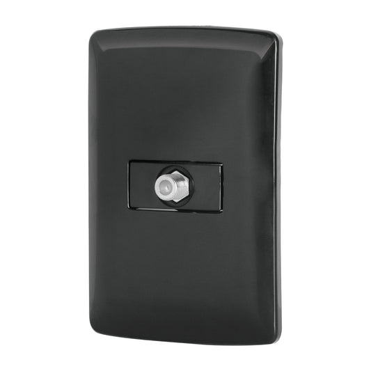 Placa armada con conexión para TV, negro, línea Italiana Caja con 3, 47602