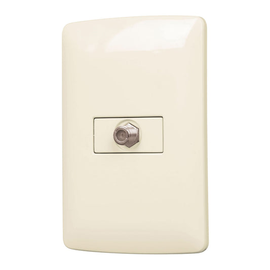 Placa armada con conexión para TV, marfil, línea Italiana Caja con 3, 48672