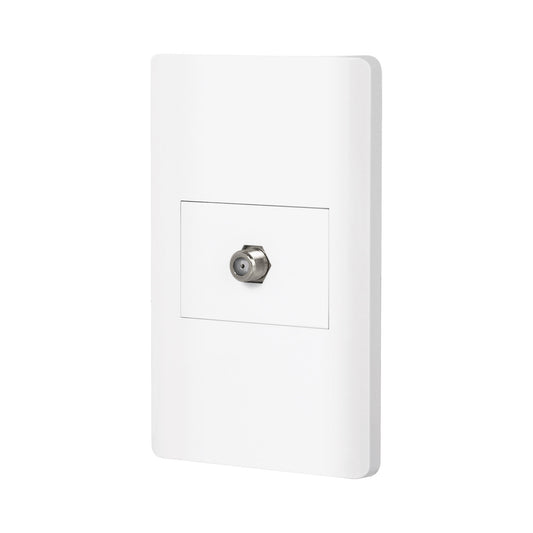 Placa armada blanca 1 toma de TV, 1.5 módulos, Lisboa Caja con 3, 47972