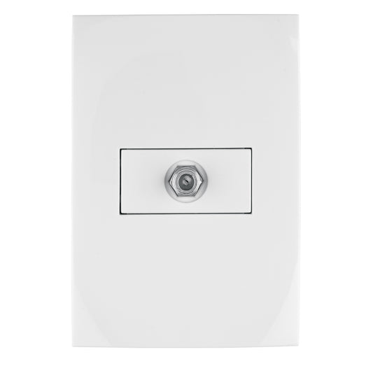 Placa armada con entrada TV, línea Oslo, color blanco Caja con 3, 46499