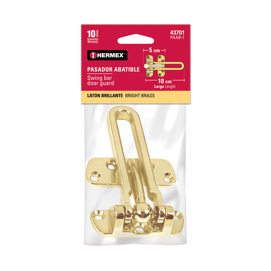Pasador abatible para puerta, acabado latón, Hermex Caja con 6, 43701