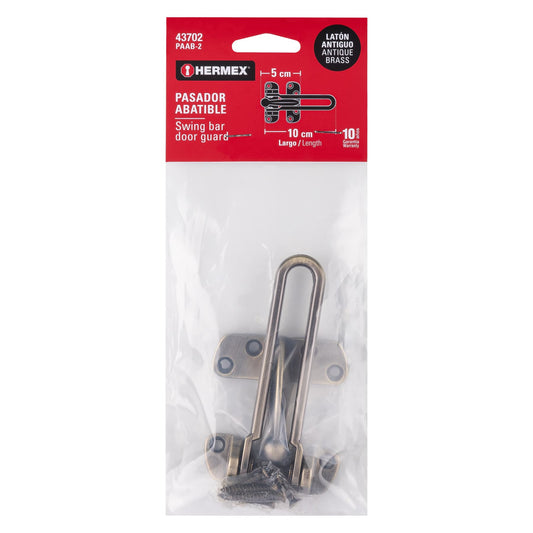 Pasador abatible para puerta, acabado latón antiguo, Hermex Caja con 6, 43702