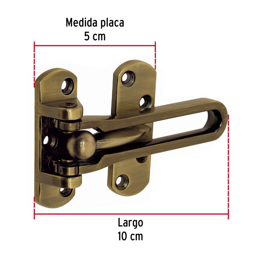 Pasador abatible para puerta, acabado latón antiguo, Hermex Caja con 6, 43702