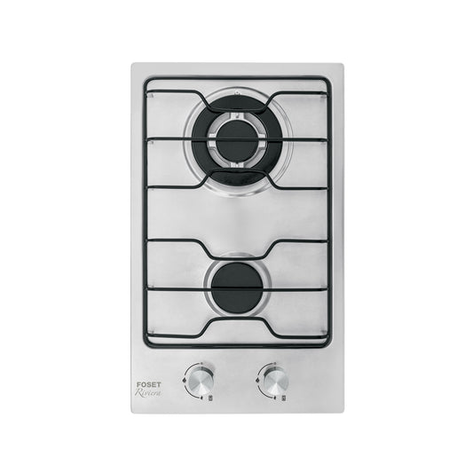 Parrilla gas empotrable 30cm, 2 quem, inox, esmalte, Foset, 45509