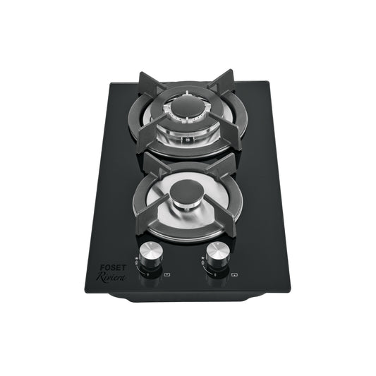 Parrilla gas empotrable 30cm, 2 quem, vidrio negro, Riviera, 46249