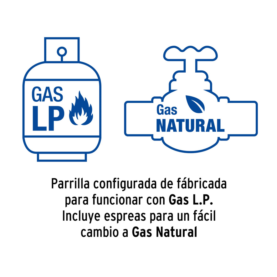 Parrilla gas empotrable 75cm, 5 quem, vidrio negro, Riviera, 48409