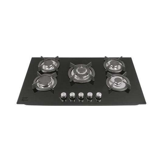 Parrilla gas empotrable 90cm, 5 quem, vidrio negro, Riviera, 46248