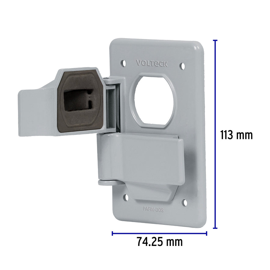 Placa tipo FS, con cubierta, doble, sobreponer, Volteck Caja con 5, 46433