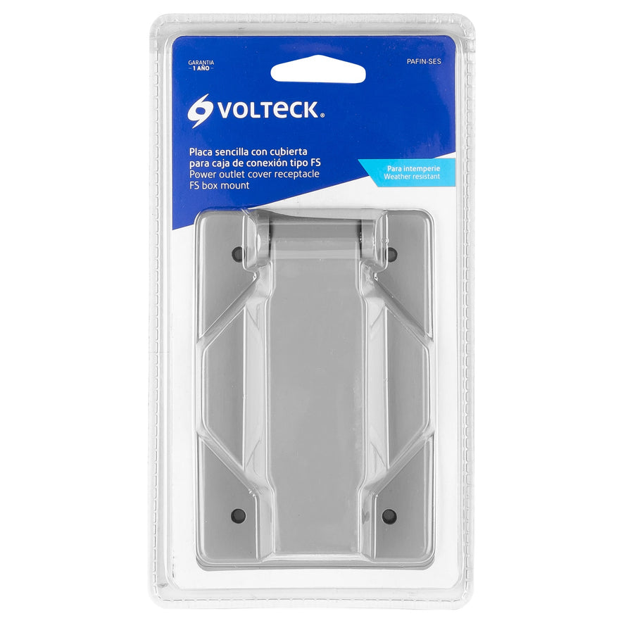 Placa tipo FS con cubierta, sencilla, sobreponer, Volteck Caja con 5, 46434
