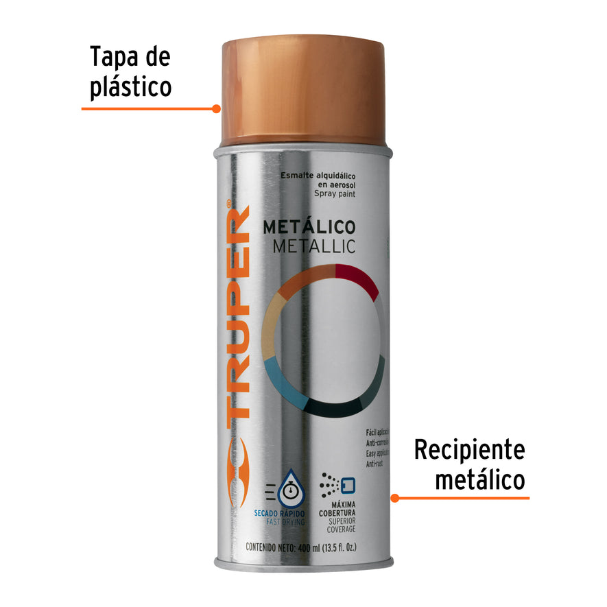 Pintura en aerosol, cobre metálico, bote tradicional, 400 ml Caja con 6, 102846