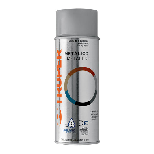 Pintura en aerosol, plata metálico, bote tradicional, 400 ml Caja con 6, 102843