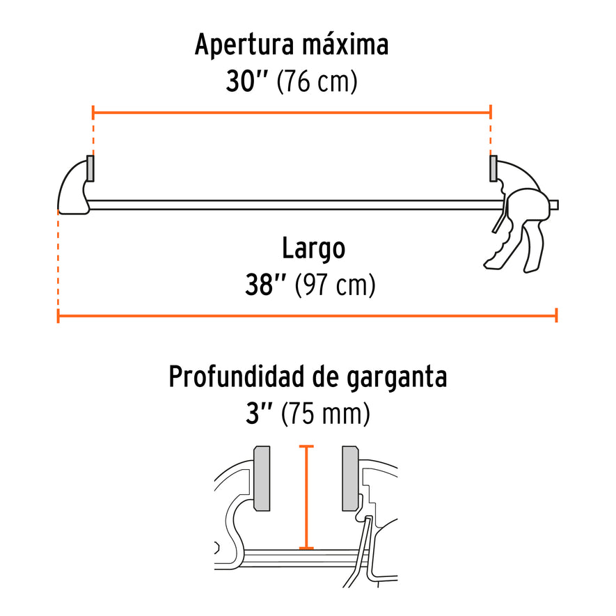 Prensa con ajuste rápido 30', uso rudo, Truper Expert Caja con 2, 102640