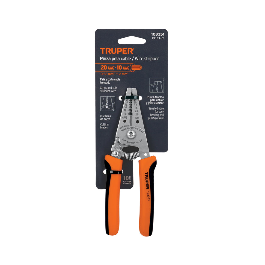 Pinza 6' pela cables, 20 a 10 AWG, TRUPER Caja con 6, 103351