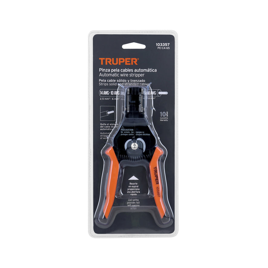Pinza 6.5' pela cables automática, 14 a 10 AWG, TRUPER Caja con 3, 103357