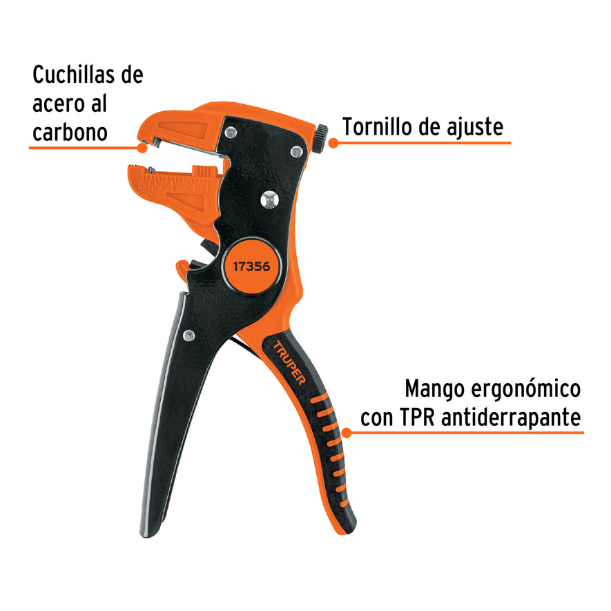Pinza 7' pela cables automática, 24 a 10 AWG, TRUPER Caja con 3, 103158