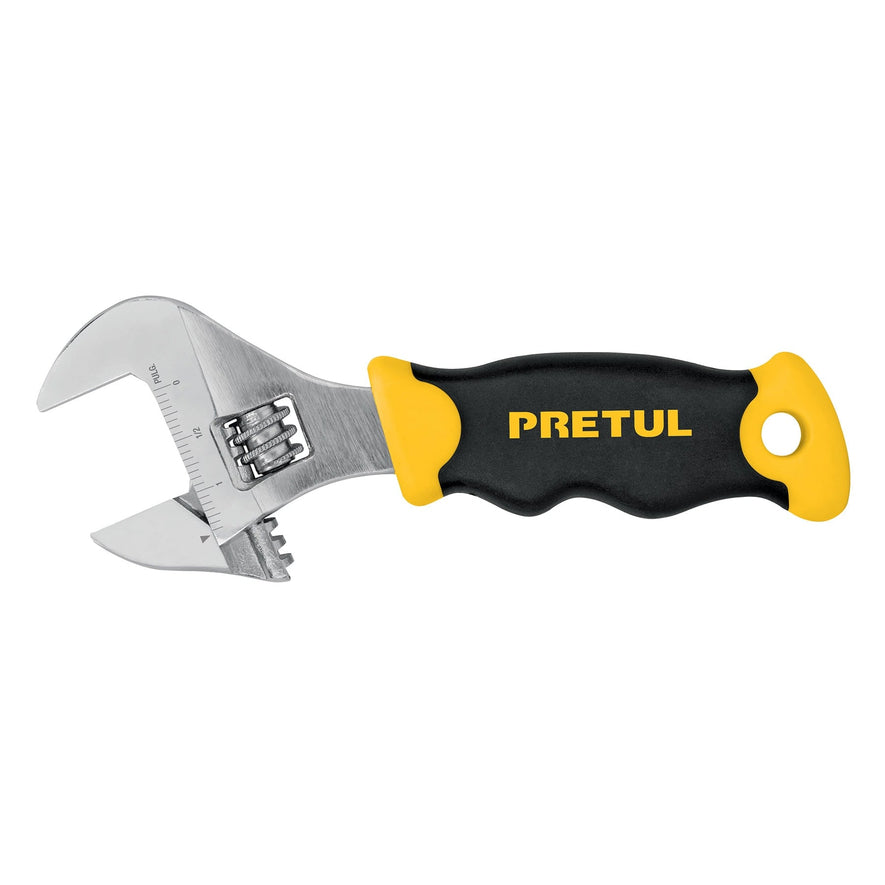 Llave ajustable (perico corto) 6' cromada con grip, Pretul Caja con 6, 28219