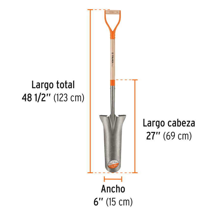 Pala espadón Classic, puño 'Y', Truper Caja con 3, 17251