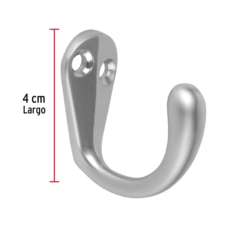 Gancho sencillo tipo perchero, cromo mate, Hermex Caja con 12, 48352