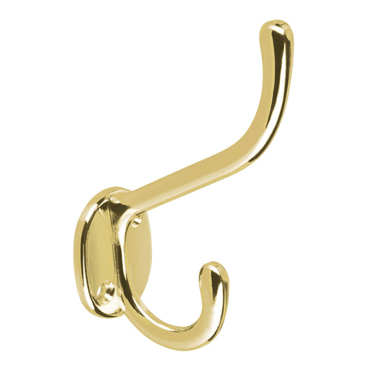 Gancho doble largo y corto tipo perchero, latón brillante Caja con 12, 48354