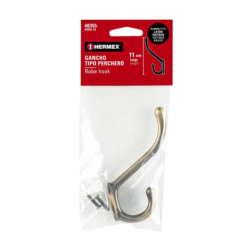 Gancho doble largo y corto tipo perchero, latón antiguo Caja con 12, 48355