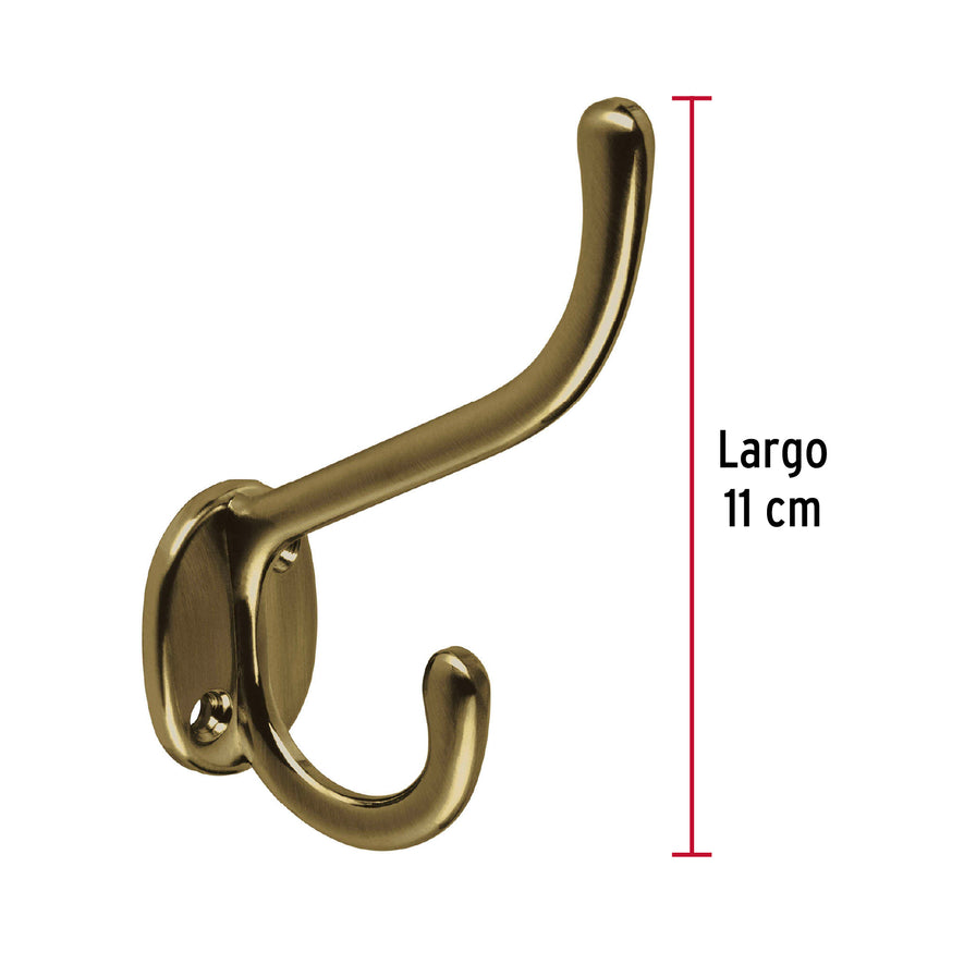 Gancho doble largo y corto tipo perchero, latón antiguo Caja con 12, 48355