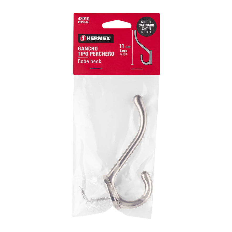 Gancho doble largo y corto tipo perchero, niquel satinado Caja con 12, 43910
